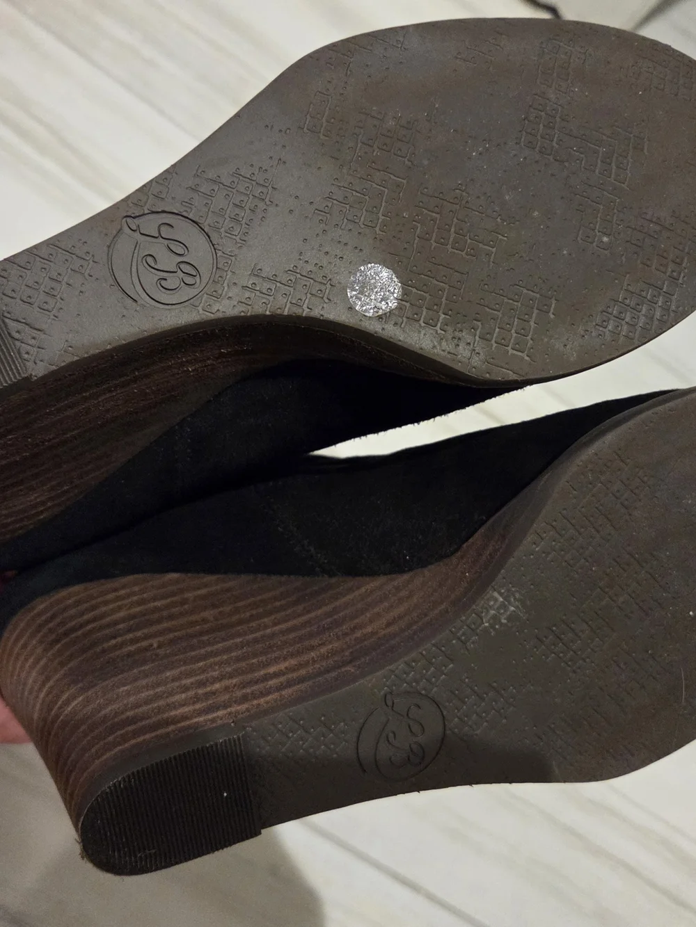 Lucky Brand Black Suede Wedge Ankle Booties